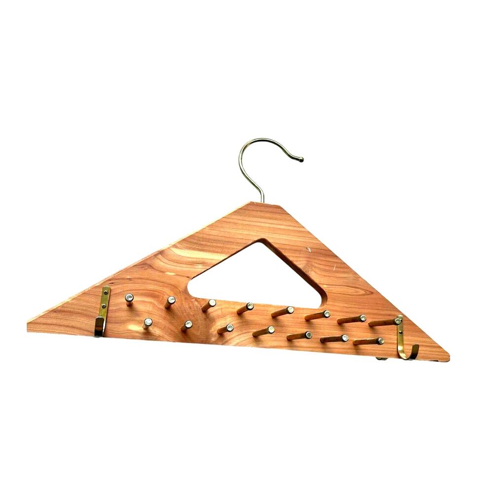 Vtg Cedar Wood Tie & Belt Hanger Closet Organizer with 40 Pegs